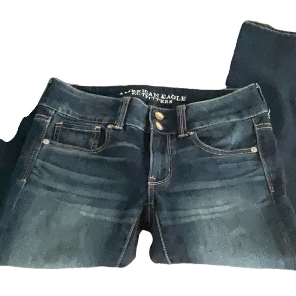 AMERICAN EAGLE ARTIST CROP DENIM BLUE JEANS SIZE 2 ANKLE CROP - Picture 7 of 9